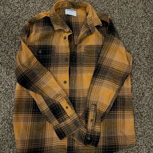 Old Navy Black & Mustard Flannel Shirt Like New Boys
